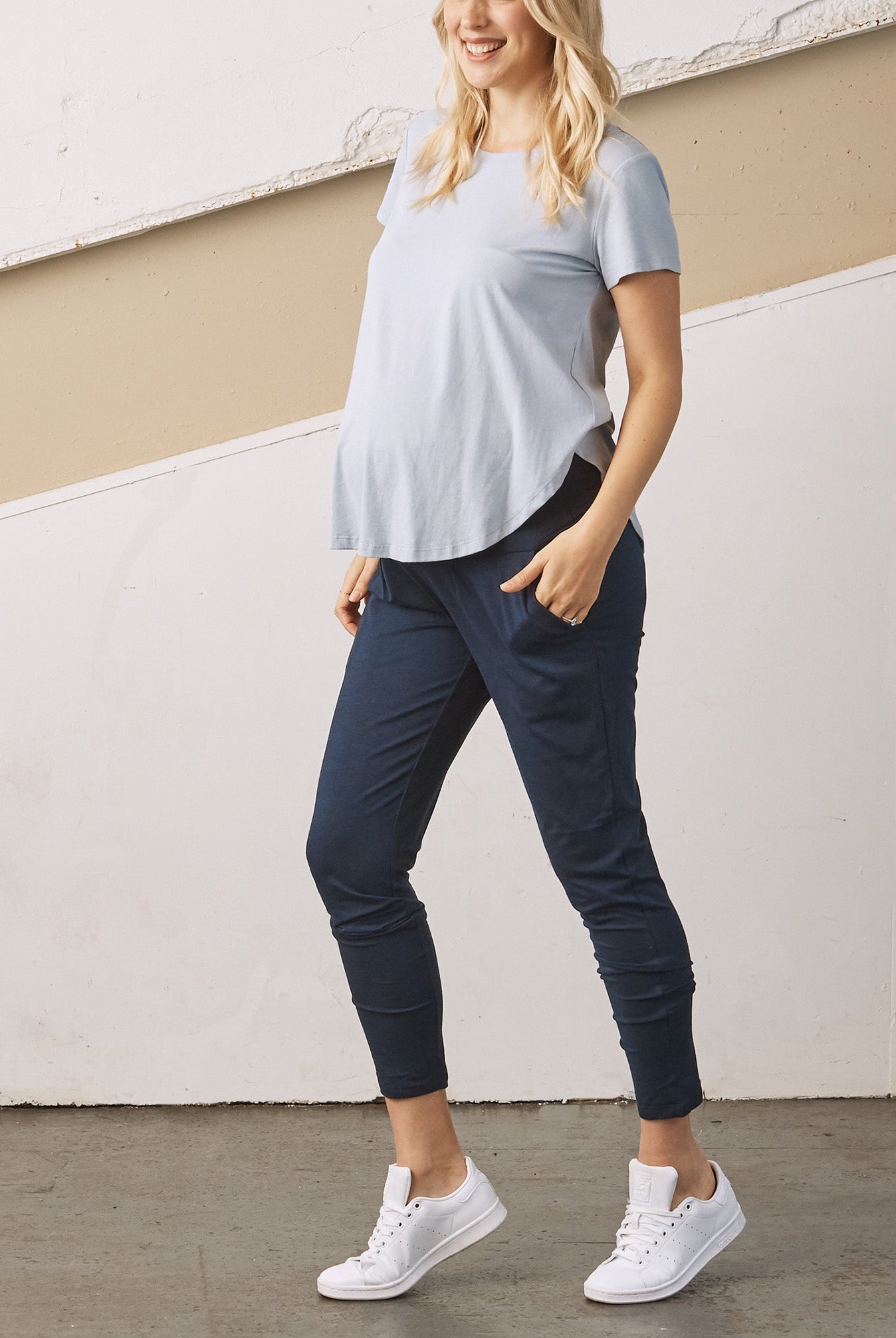 Basic Maternity Cotton Tee - Ice Blue (6708951613543)