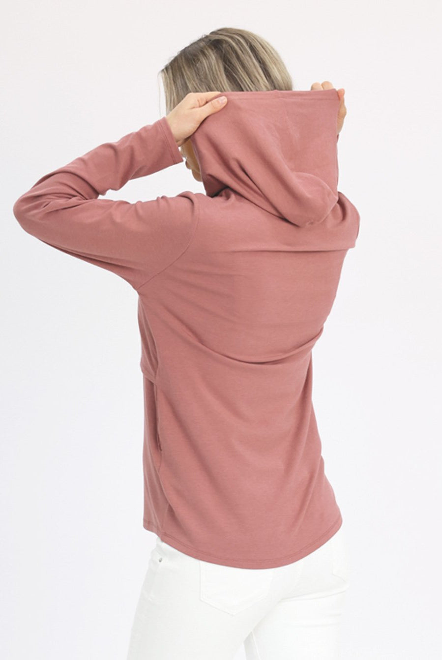 Back view - Maternity & Nursing Hoodie in Dusty Pink (6636237258846)