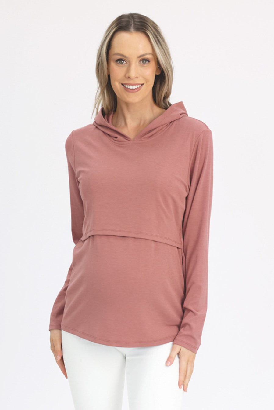 Main view - Maternity & Nursing Hoodie in Dusty Pink (6636237258846)