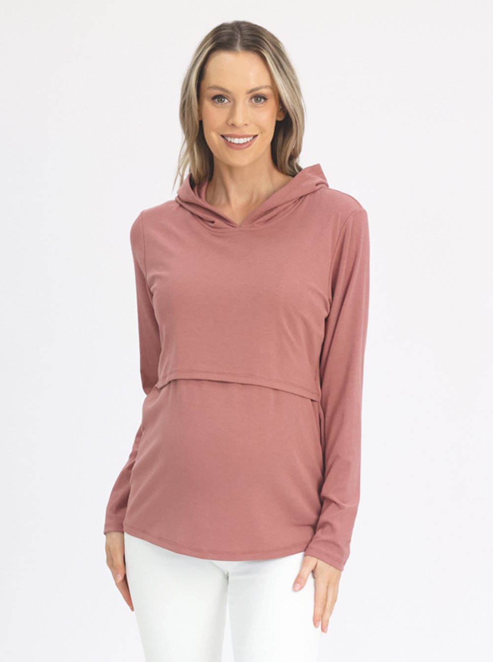 Main view - Maternity & Nursing Hoodie in Dusty Pink (6636237258846)