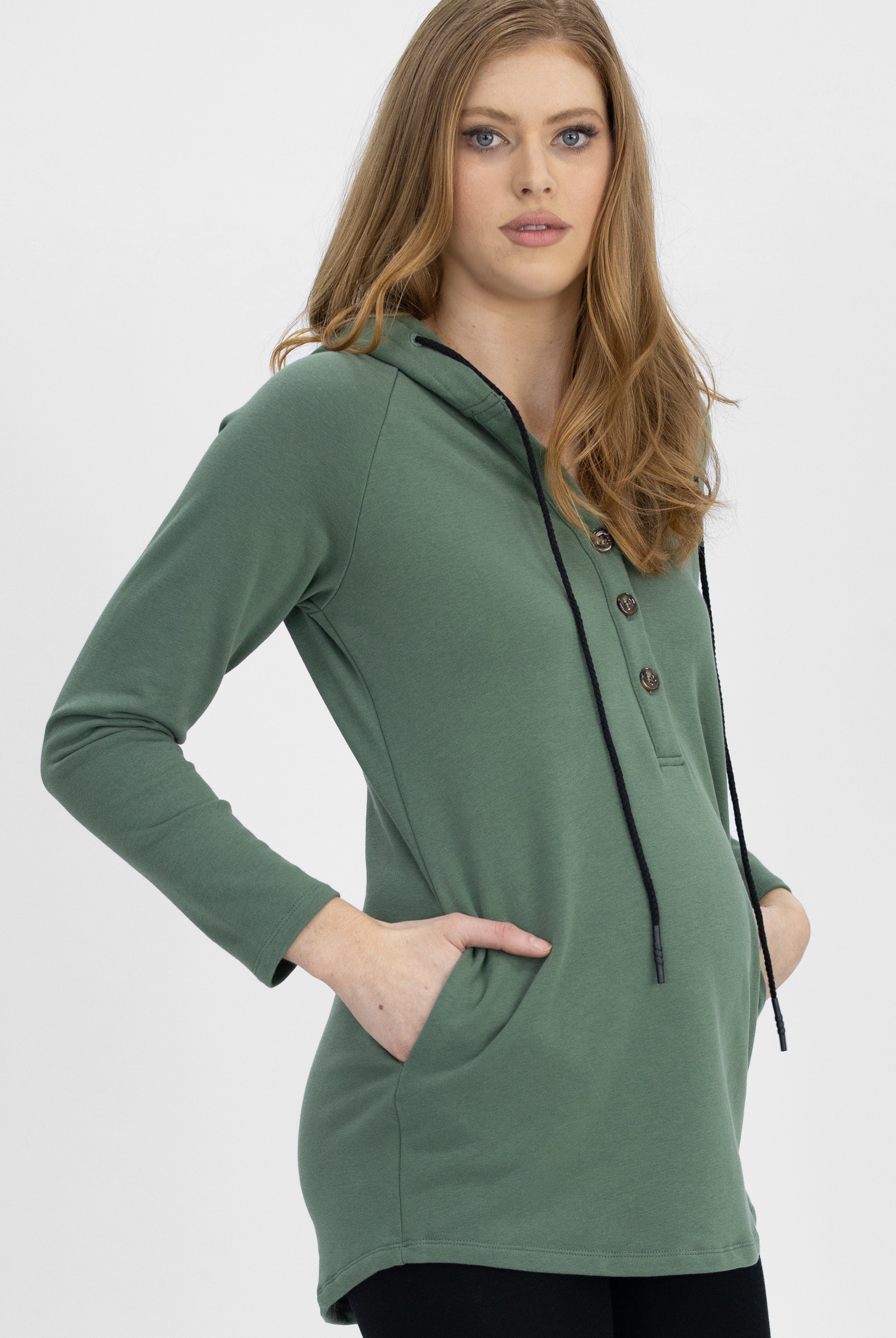 Nursing Hoodie Breastfeeding Jumper Top - Khaki - Angel Maternity USA (4753171644510)