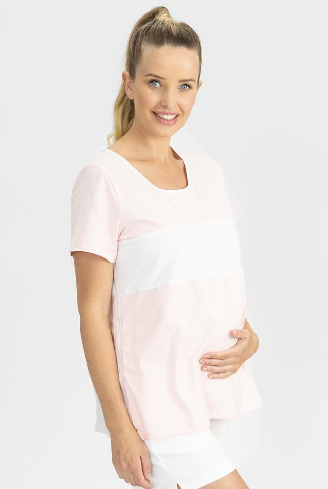 Copy of Maternity and Nursing T-Shirt in Pink and White side (4802020573278)