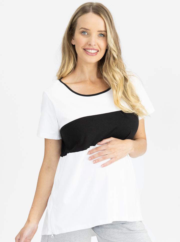 Main view - Maternity and Nursing T-Shirt in Black and White (4802020540510)
