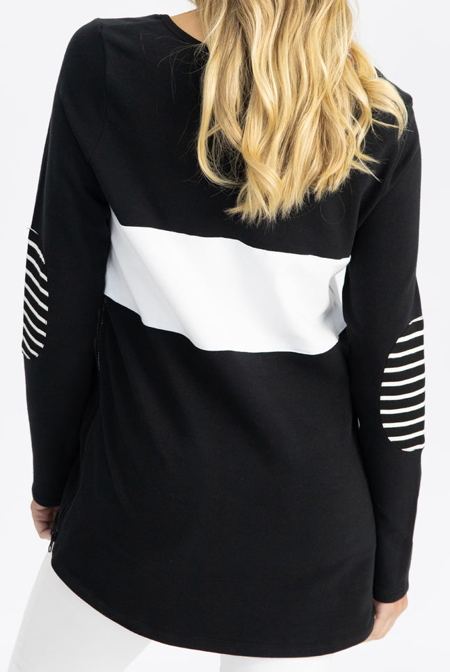 Maternity and Nursing Long Sleeve T-Shirt in Black and White - Angel Maternity USA (4791695605854)