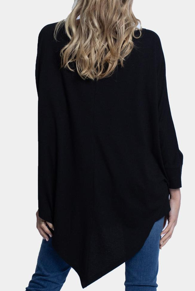 Back view - Loose Fit Oversize Maternity Black Tee (4754174017630)