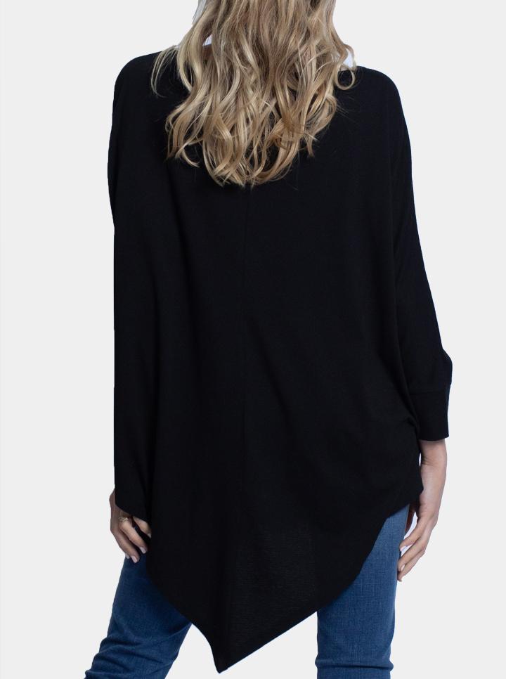 Back view - Loose Fit Oversize Maternity Black Tee (4754174017630)