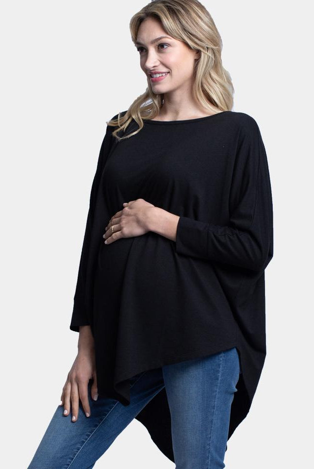 Main view - Loose Fit Oversize Maternity Black Tee (4754174017630)