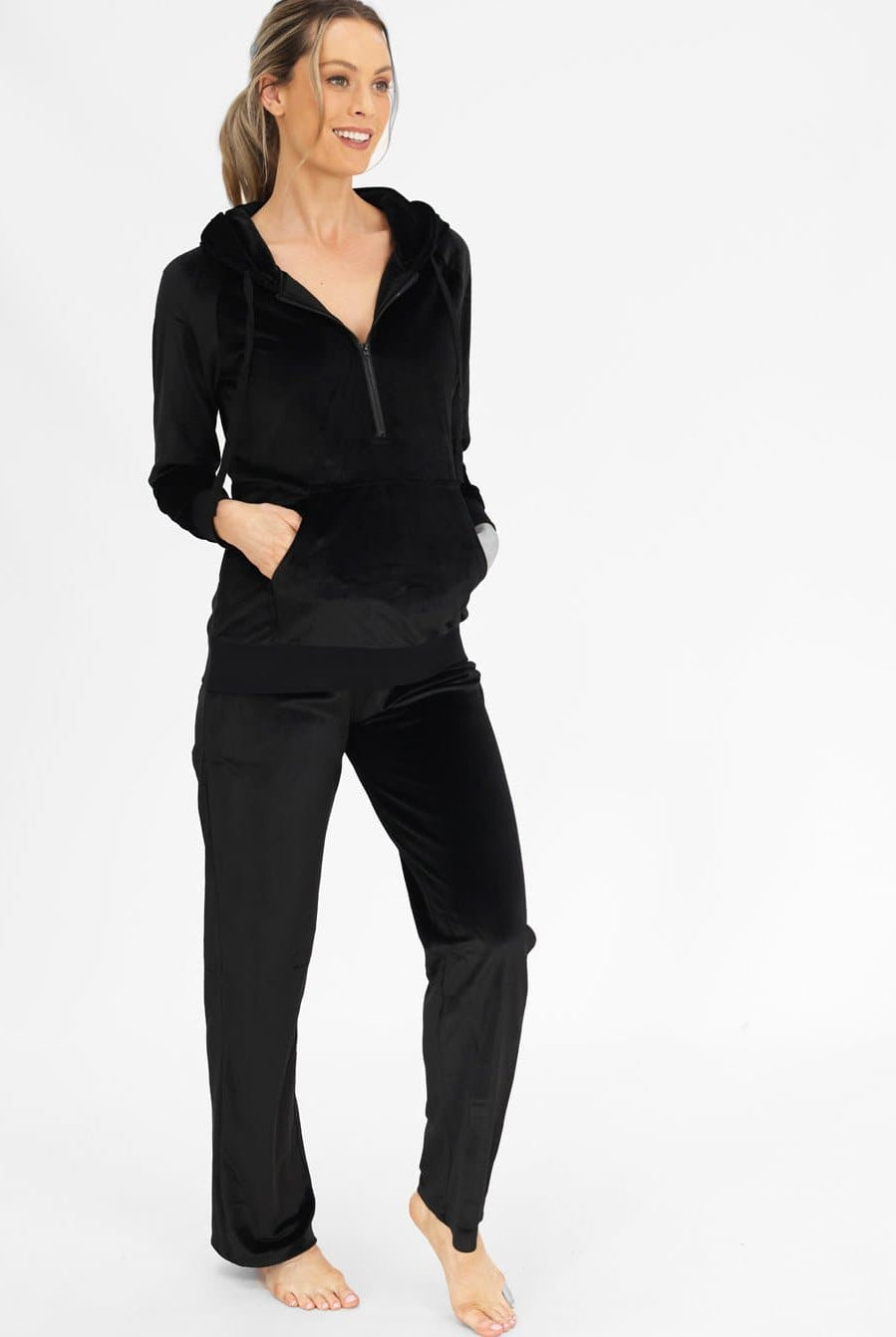 Maternity Velour Set - Black (6621384048734)