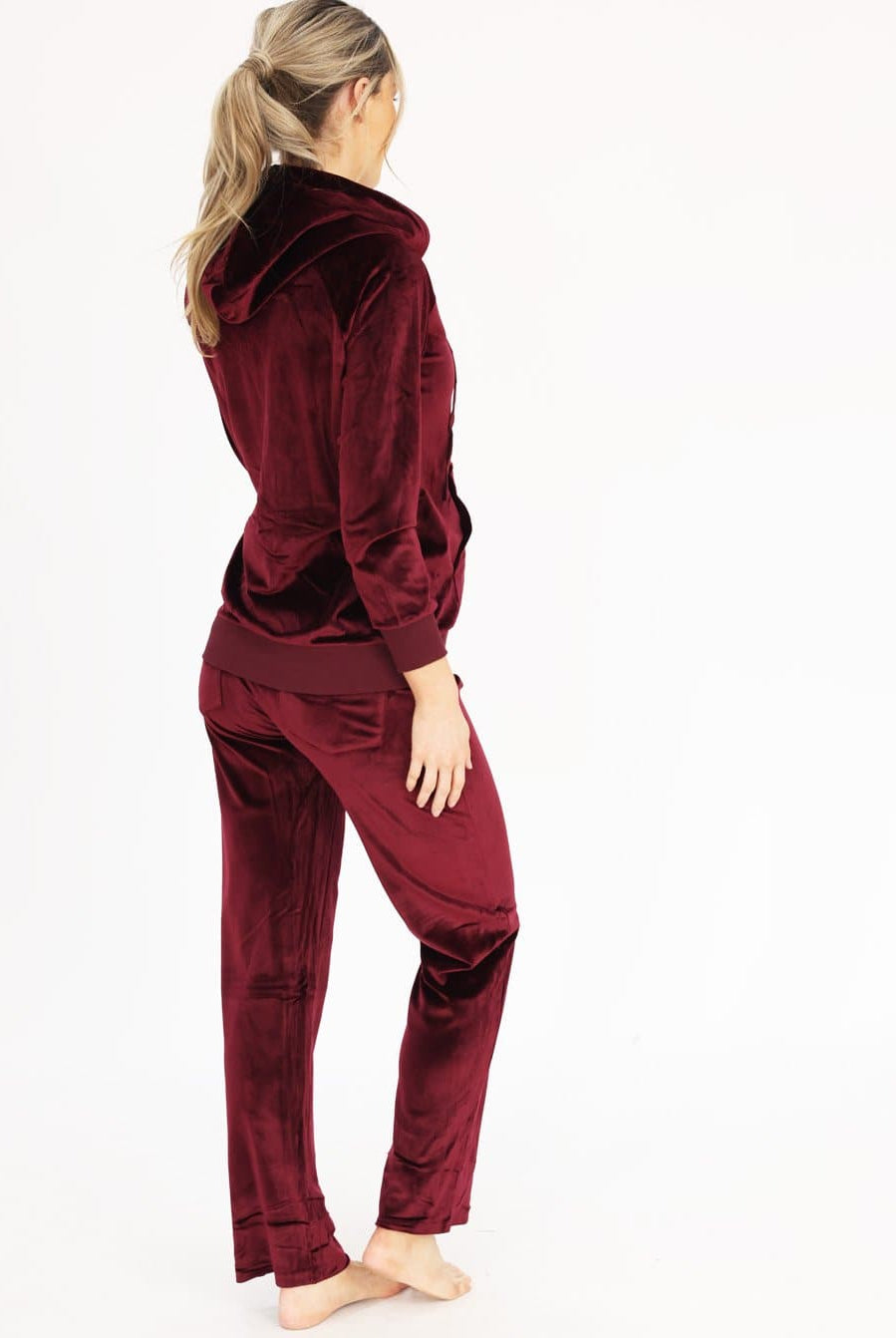 Maternity Velour Lounge Set - Red (6621383983198)