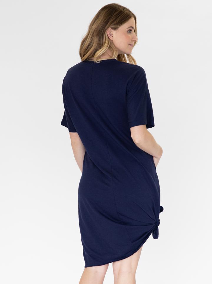 Back view - Mama Hospital Nightie in Navy (4827649278046)