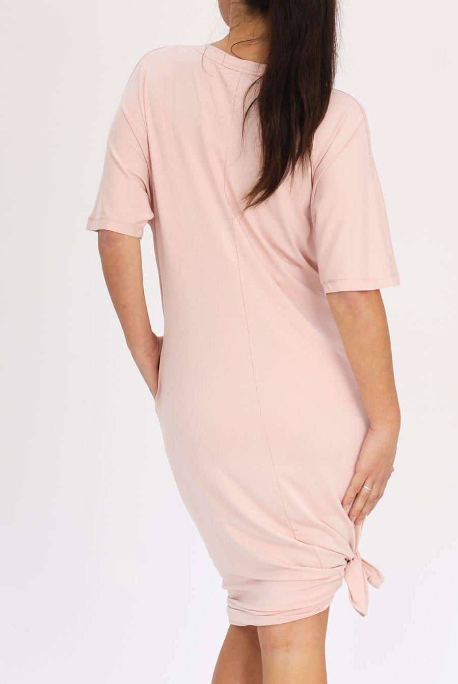 Mama Hospital Nightie, Long Length with Baby Pouch in Pink (6621381853278)