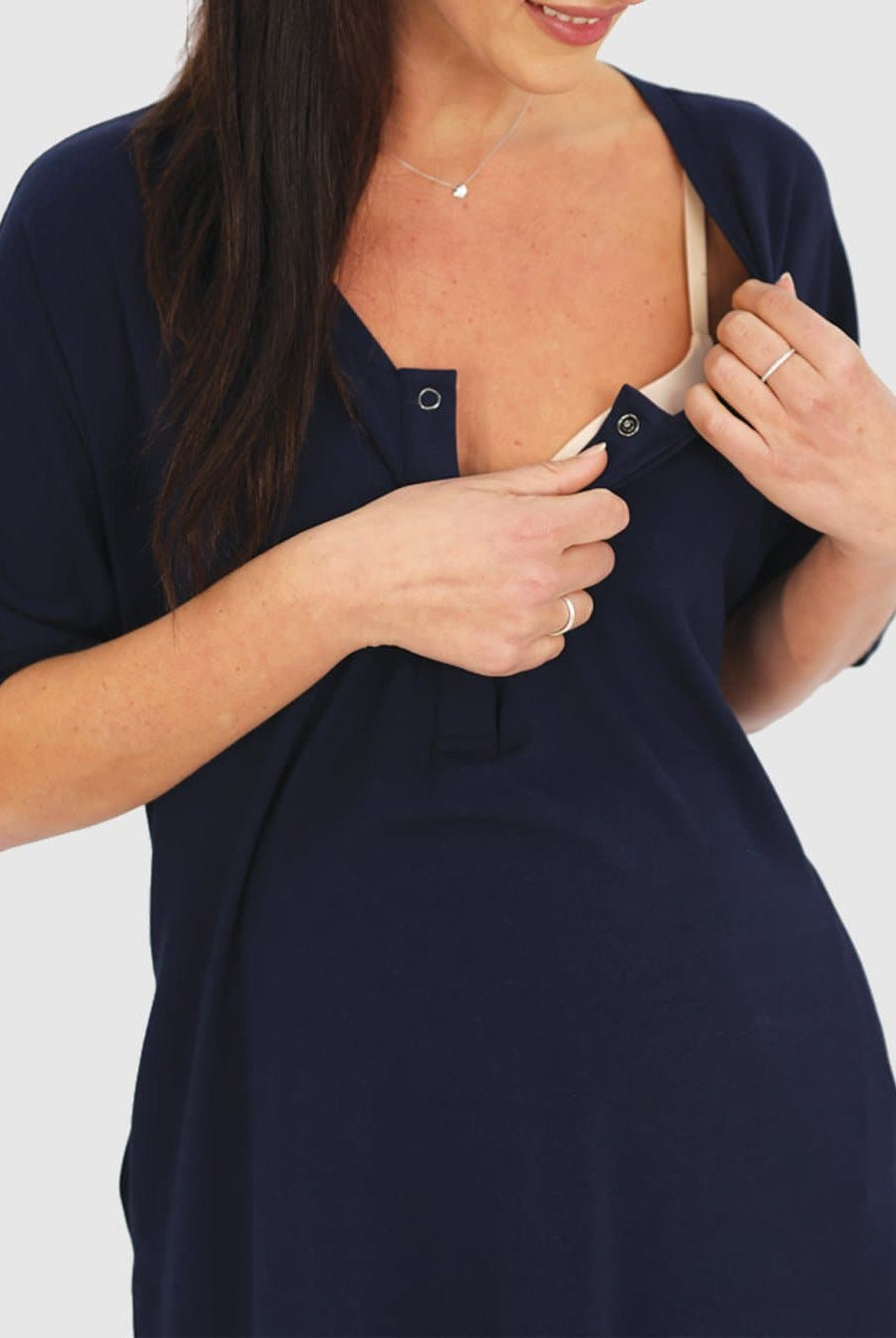 Mama Hospital Nightie, Long Length with Baby Pouch - Angel Maternity - Maternity clothes - shop online (6621381820510)