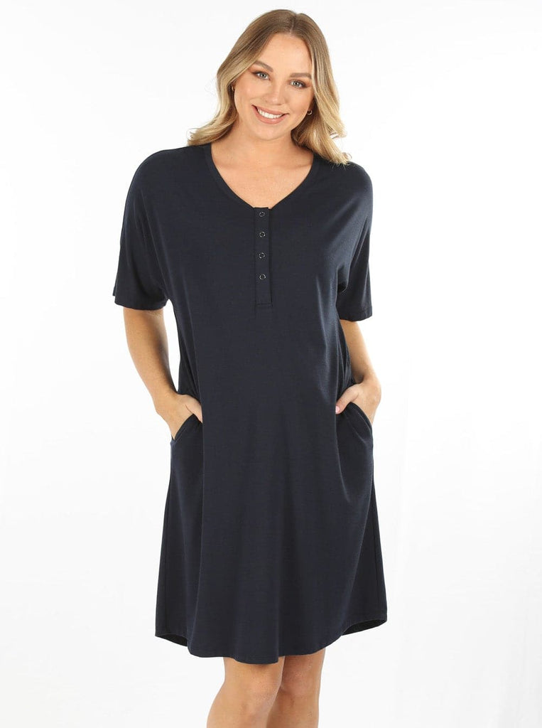 Mama Hospital Nightie, Long Length with Baby Pouch - Angel Maternity - Maternity clothes - shop online (6621381820510)