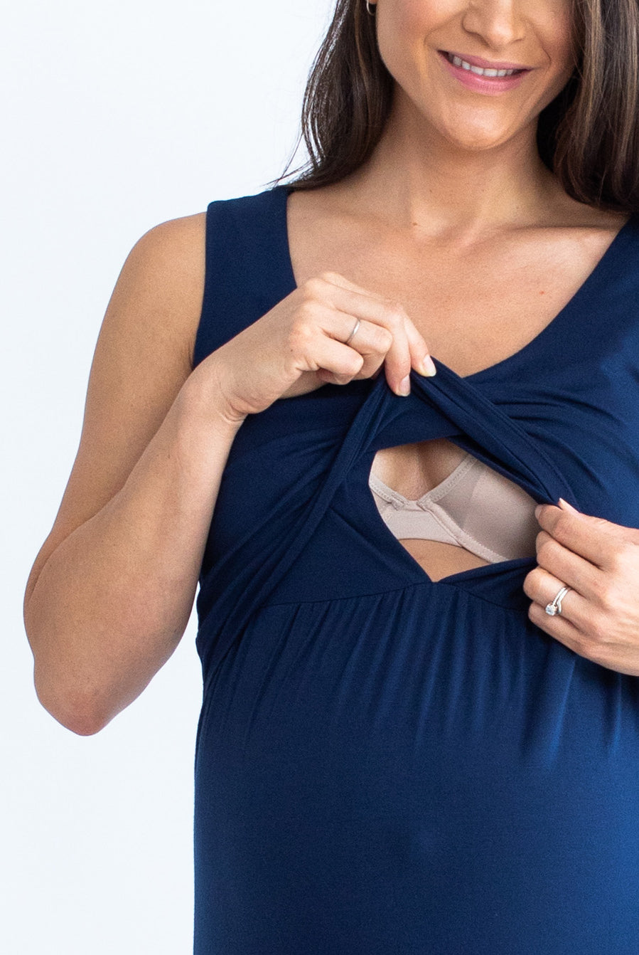 Nursing friendly - Maternity & Nursing Sleeveless Dress in Navy (4530640093278)