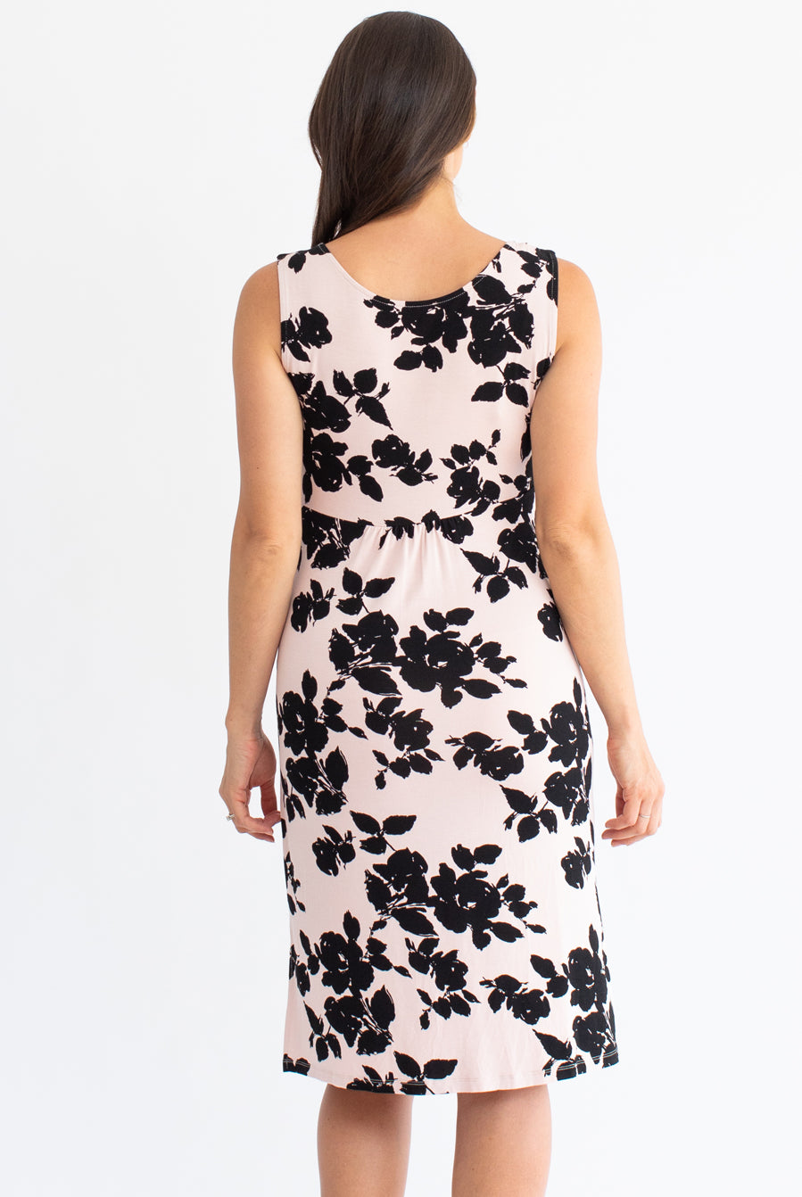 Maternity & Nursing Sleeveless Dress - Pink Print - Angel Maternity USA (4530606375006)