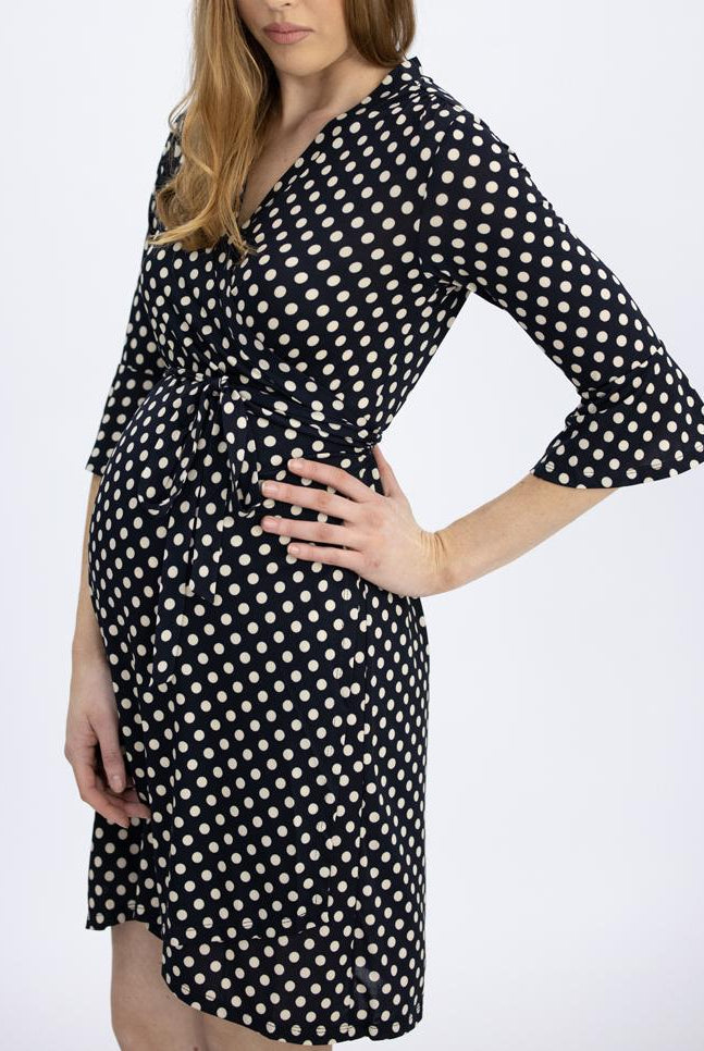 Maternity and Nursing Wrap Dress - Polka dots side (4801470660702)