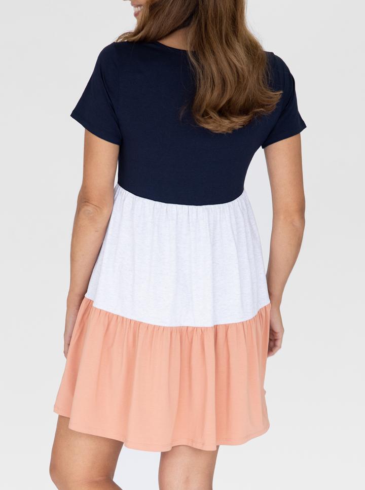 Maternity Tiered Dress in Multi Colour back (4827569717342)