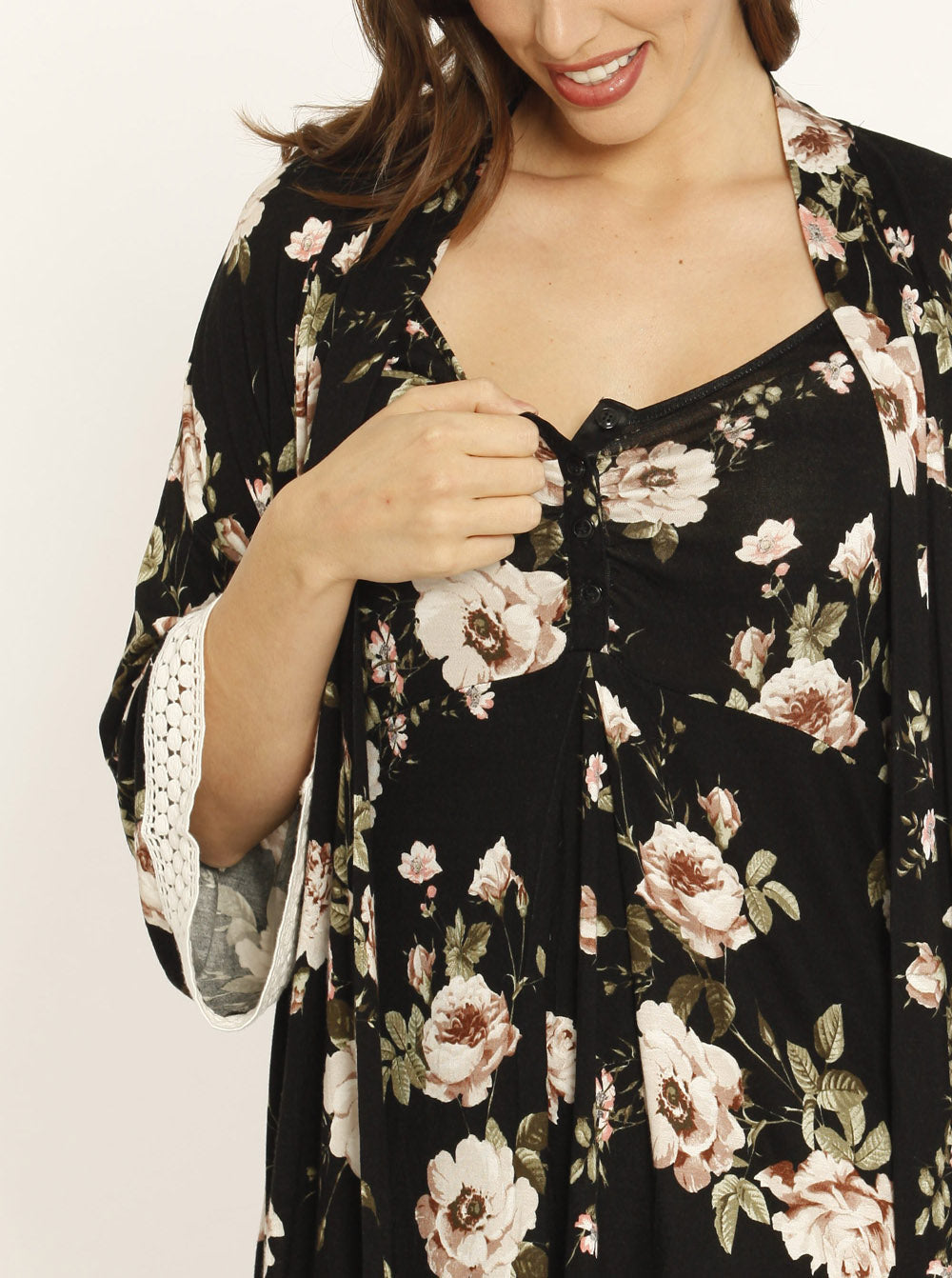 Nursing Dress + Robe + Free Baby Blanket Wrap - Floral Hospital Pack - Angel Maternity USA (1327976251486)