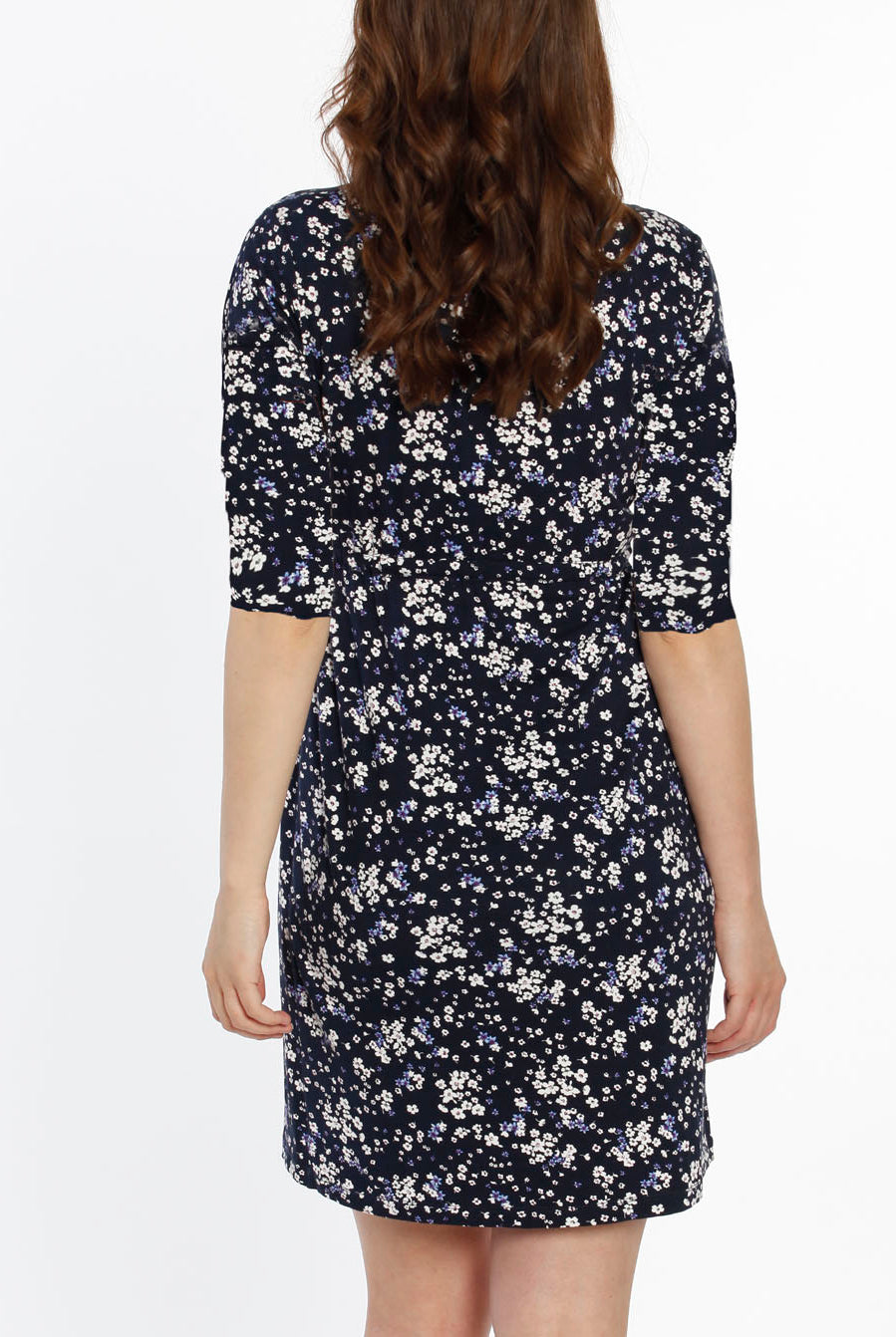 The Mommy Drawstring Half Sleeve Dress - Floral Print - Angel Maternity USA (1302619258974)