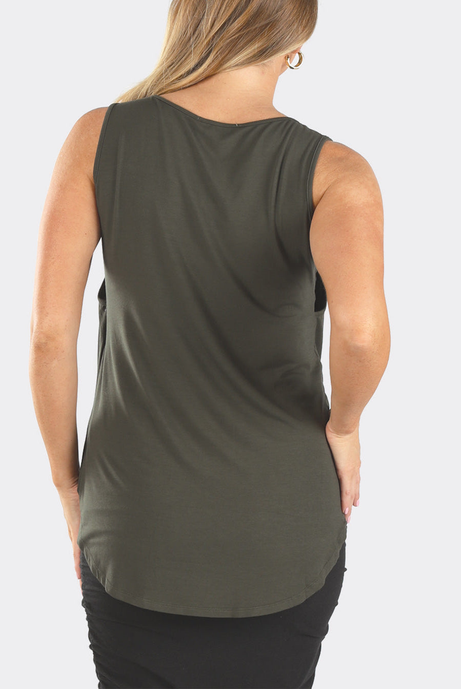 Back view - Khaki Maternity Swing Tank with Nursing Opening (4802026766430)