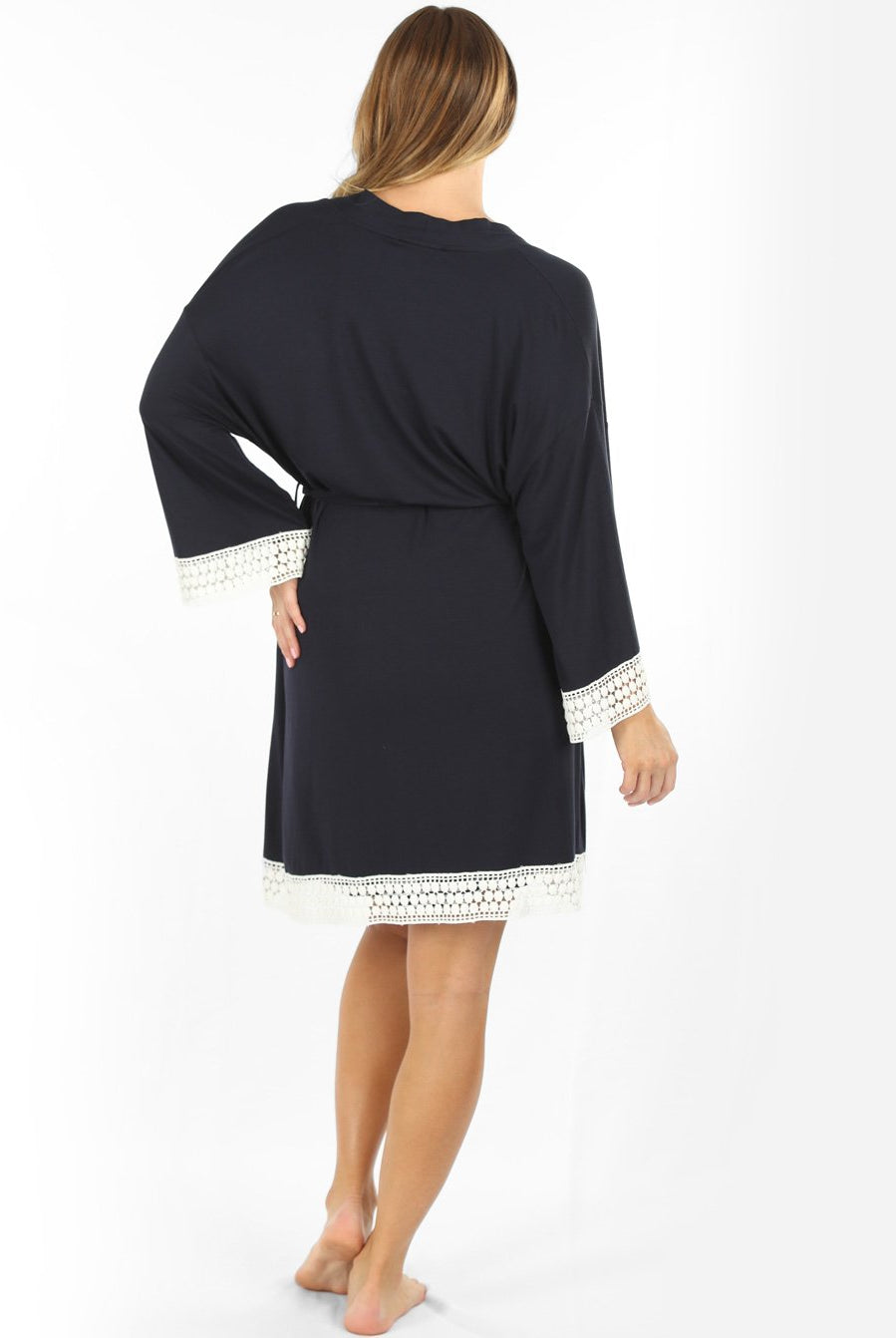 Nursing Dress + Robe + Free Baby Blanket Wrap - Hospital Pack Navy (1301887483998)