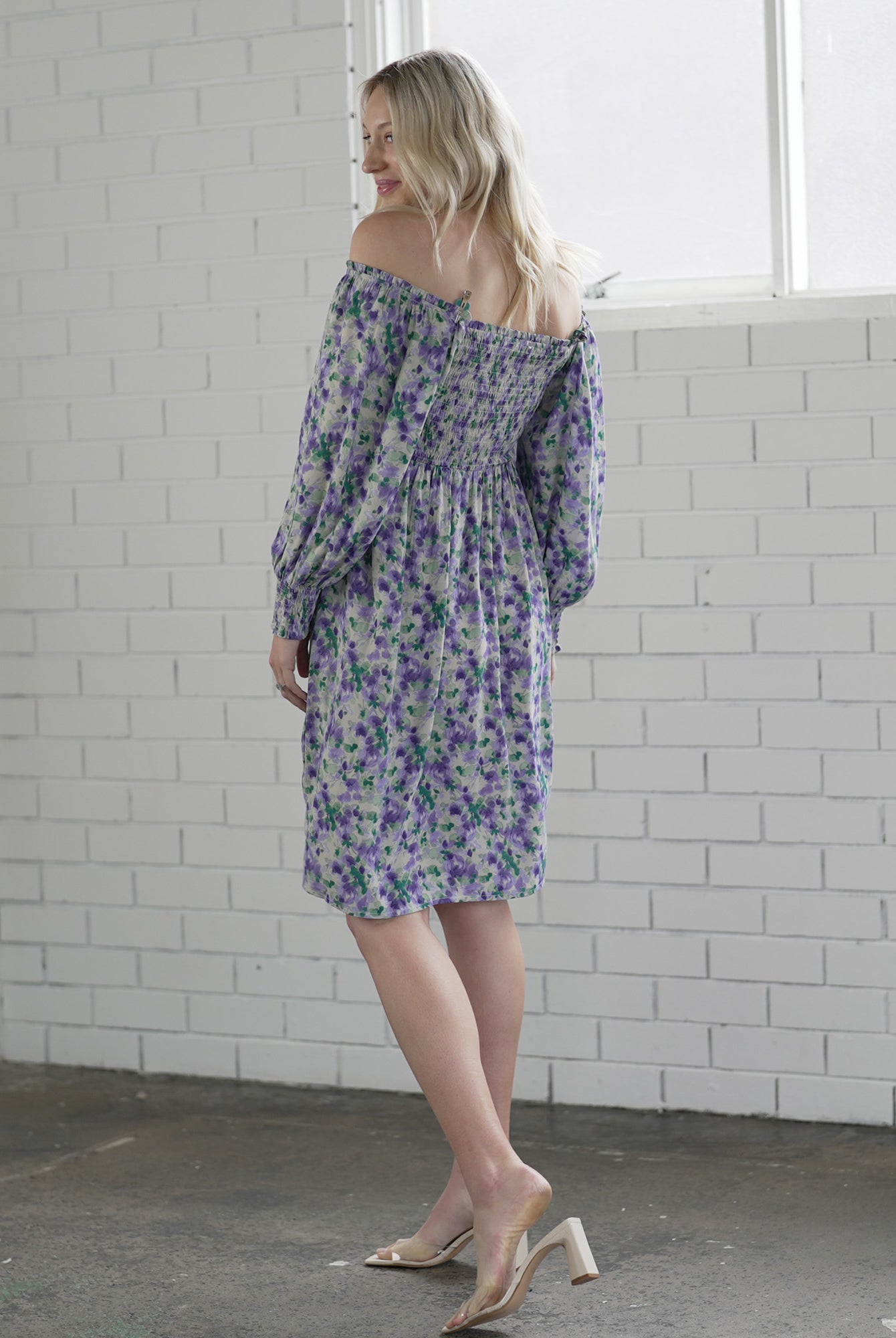 Livie Baby Shower Maternity Dress- Purple Floral Print (6726602162270)