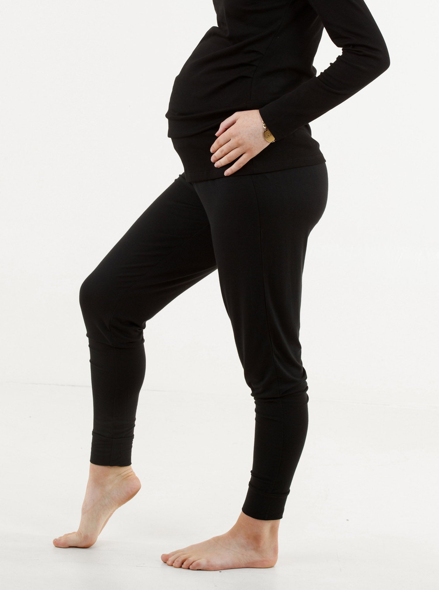 Ella Black Bamboo Maternity Lounge Pants (6669516963934)