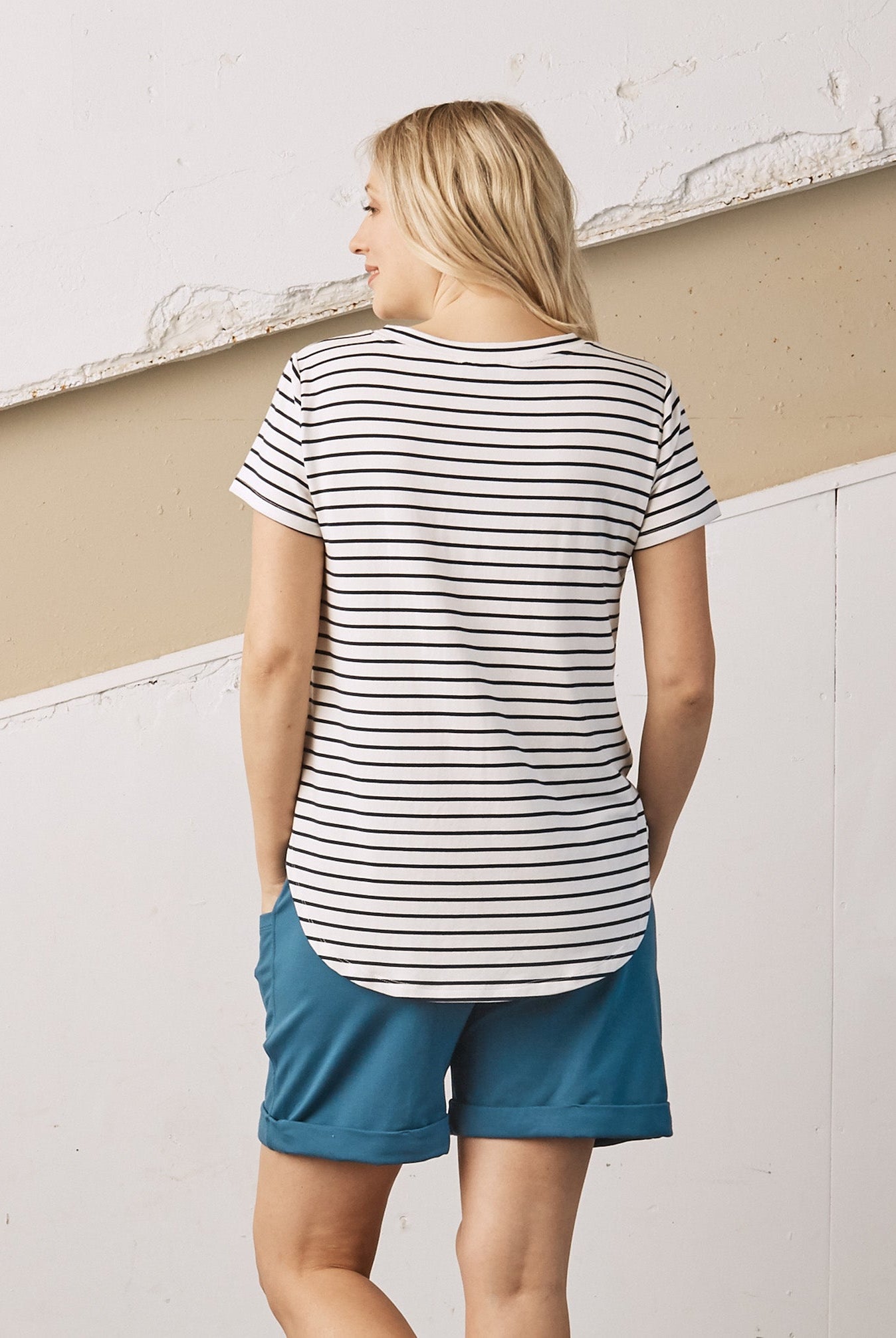 Summer Cotton Maternity Shorts in Blue Moon (6718057381991)