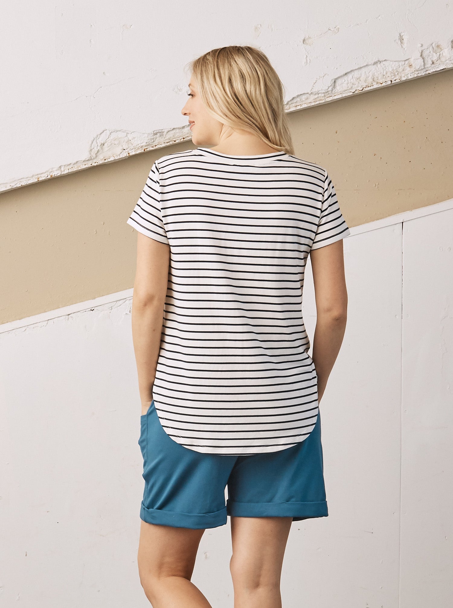 Summer Cotton Maternity Shorts in Blue Moon (6718057381991)