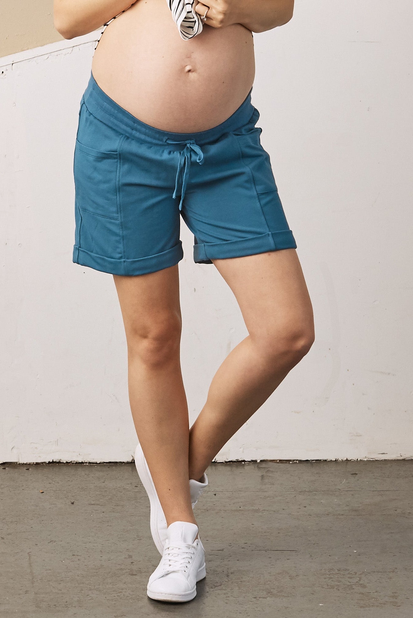 Summer Cotton Maternity Shorts in Blue Moon (6718057381991)