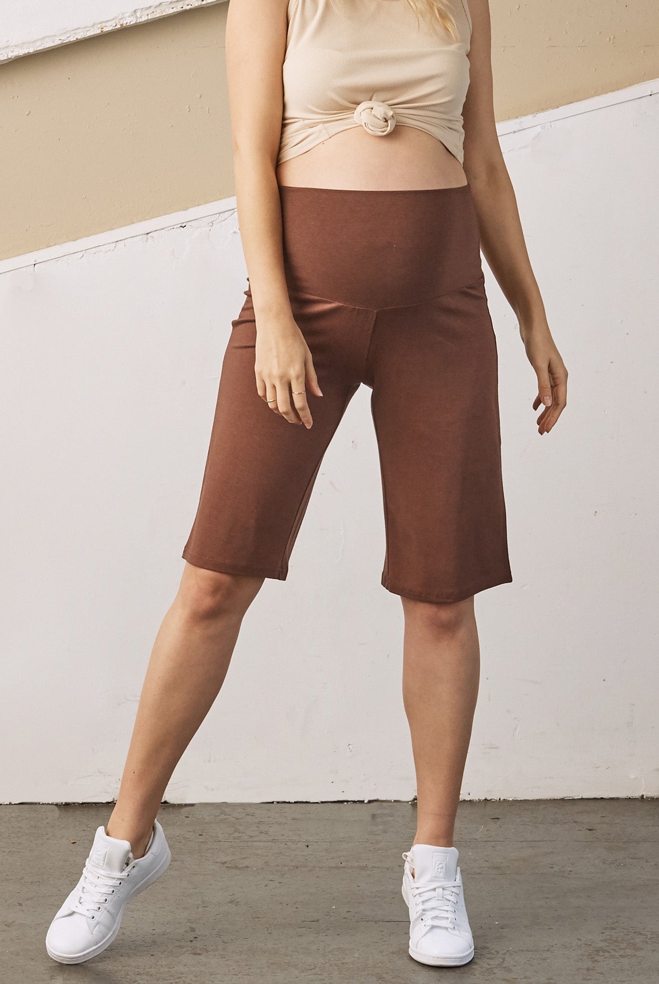 Maternity Wide Leg Bamboo Shorts - Chocolate (6707663011943)