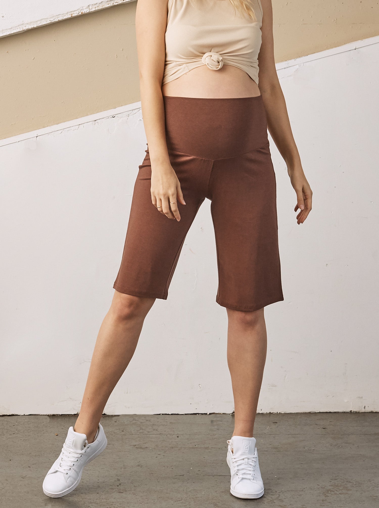 Maternity Wide Leg Bamboo Shorts - Chocolate (6707663011943)