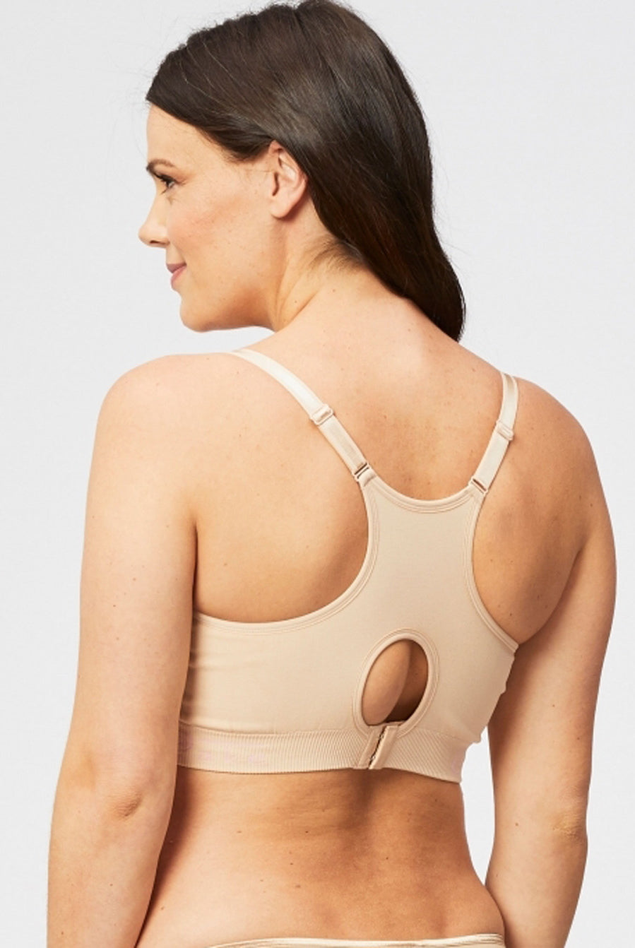 Back view - Front view - Cake Maternity Cotton Candy Nursing Seamless Sleep & Yoga Nude Bra (4515894657118)