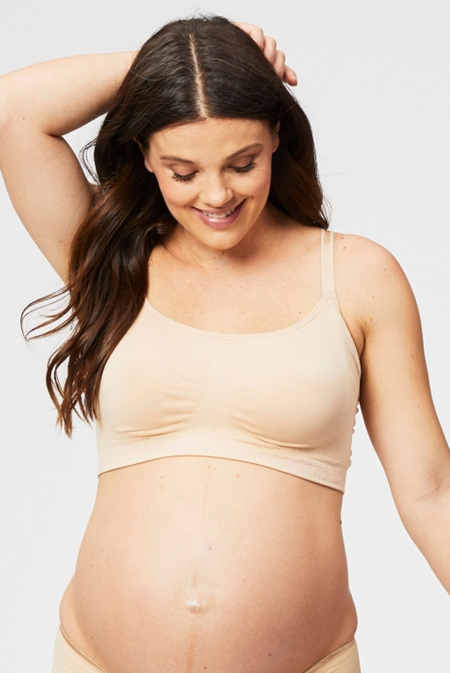 Front view - Cake Maternity Cotton Candy Nursing Seamless Sleep & Yoga Nude Bra (4515894657118)