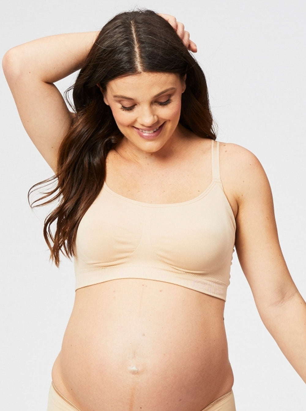 Front view - Cake Maternity Cotton Candy Nursing Seamless Sleep & Yoga Nude Bra (4515894657118)