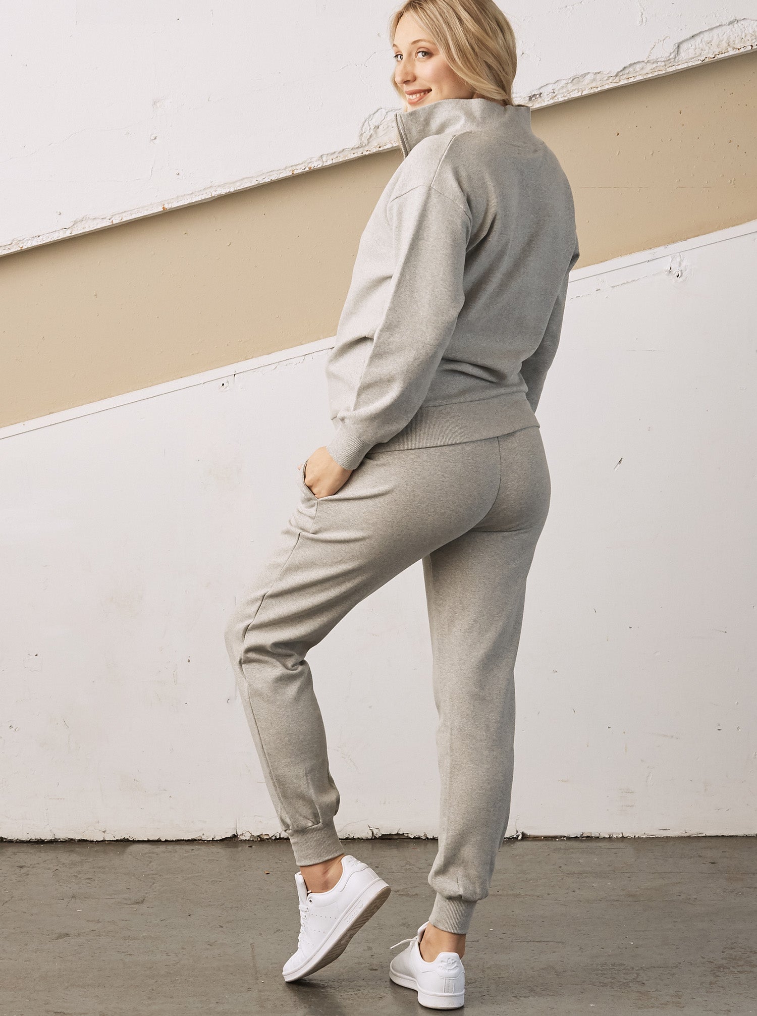 Calla Maternity Track Pant in Marl Grey (6728300920926)