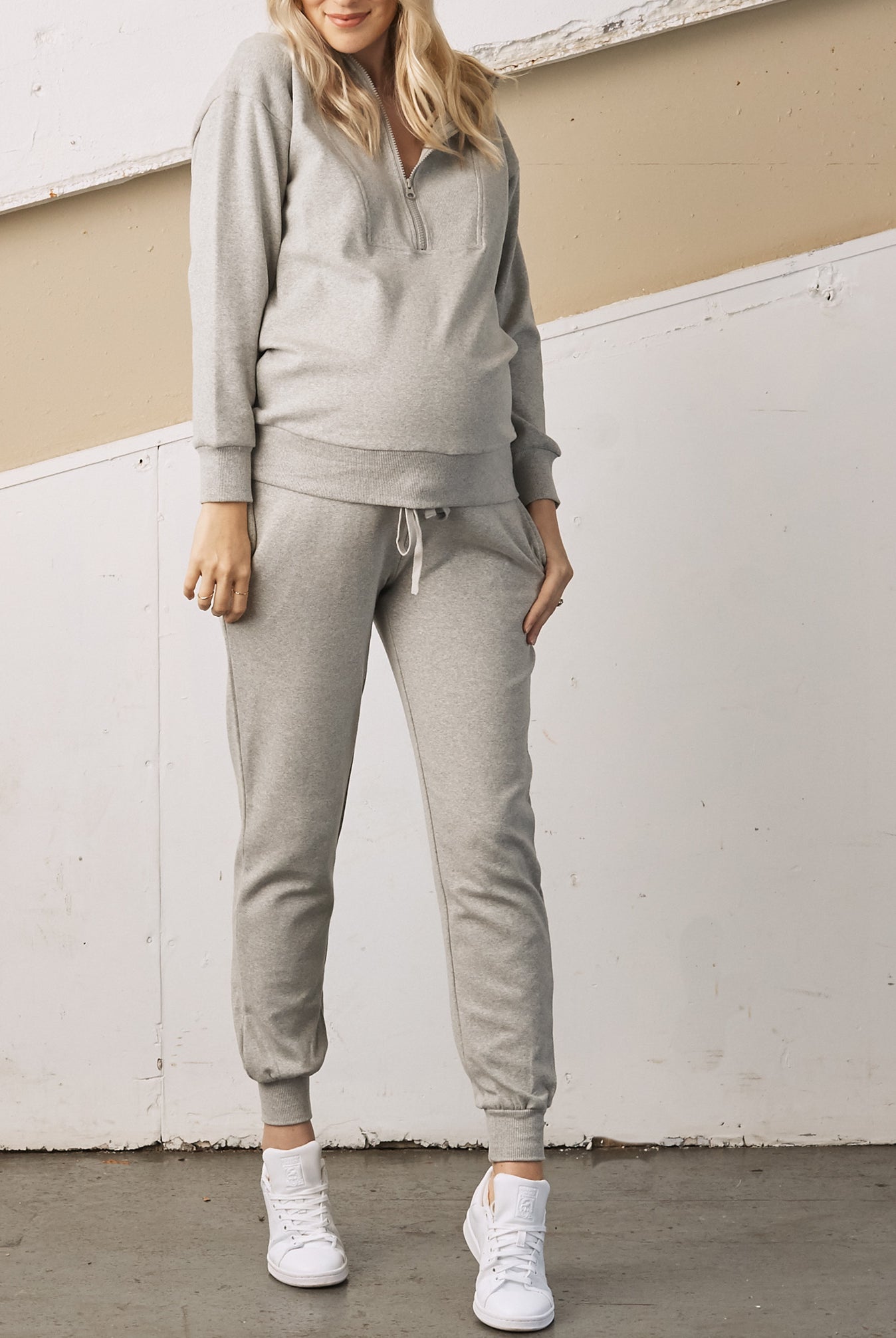 Calla Maternity Loungewear Set in Marl Grey (6726621003870)