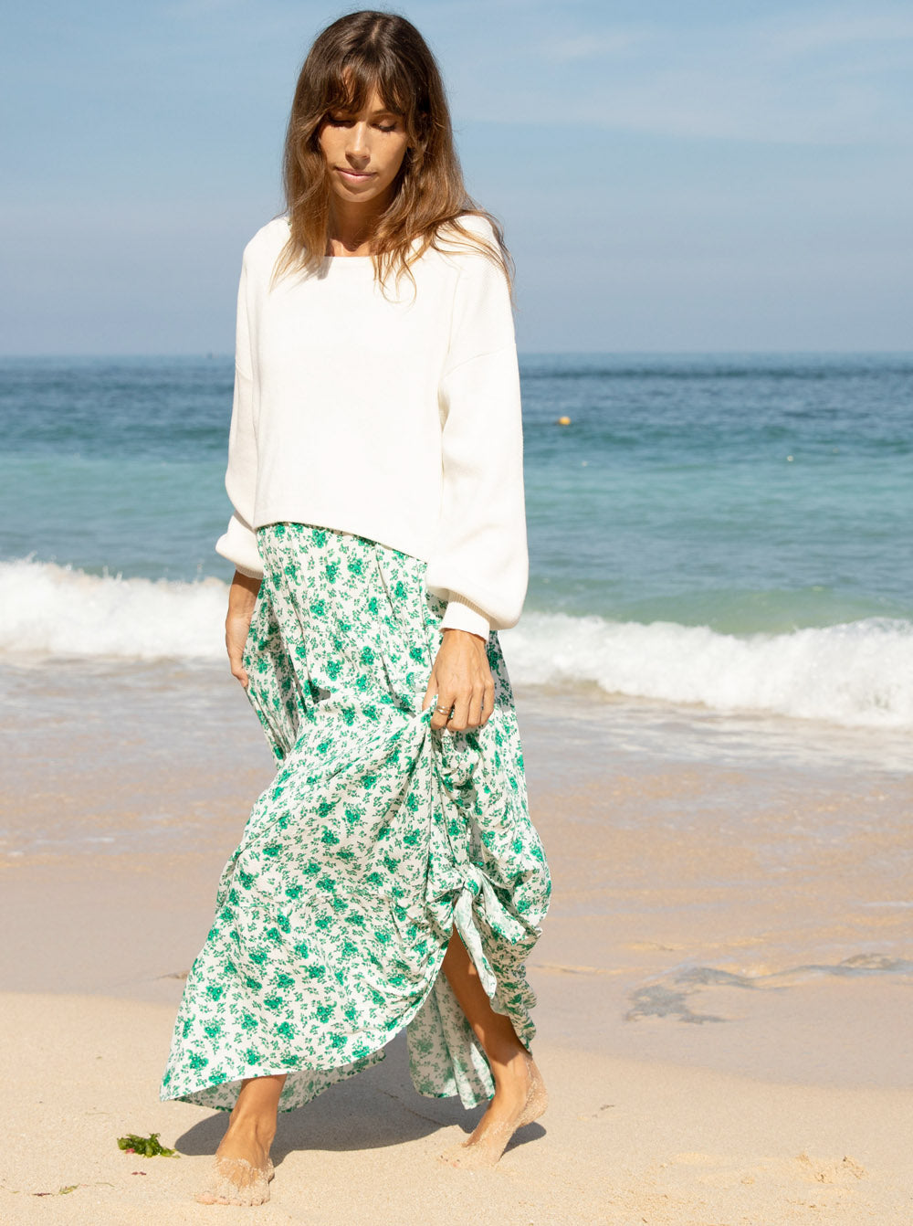 A woman in knitted white maternity & nursing top, full (6621365764190)