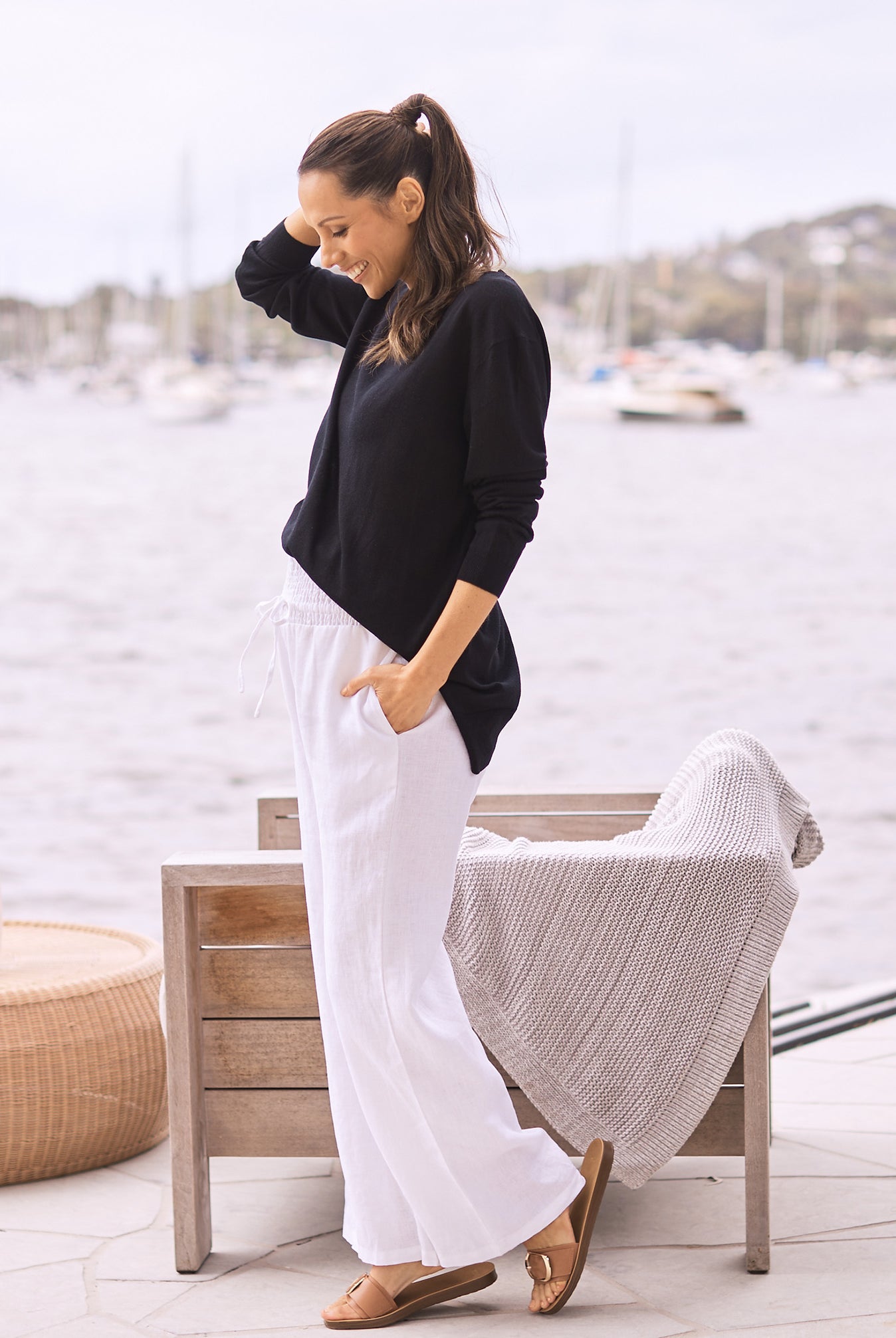 Maternity Oversize Wool Knit Jumper in Black - Angel Maternity USA