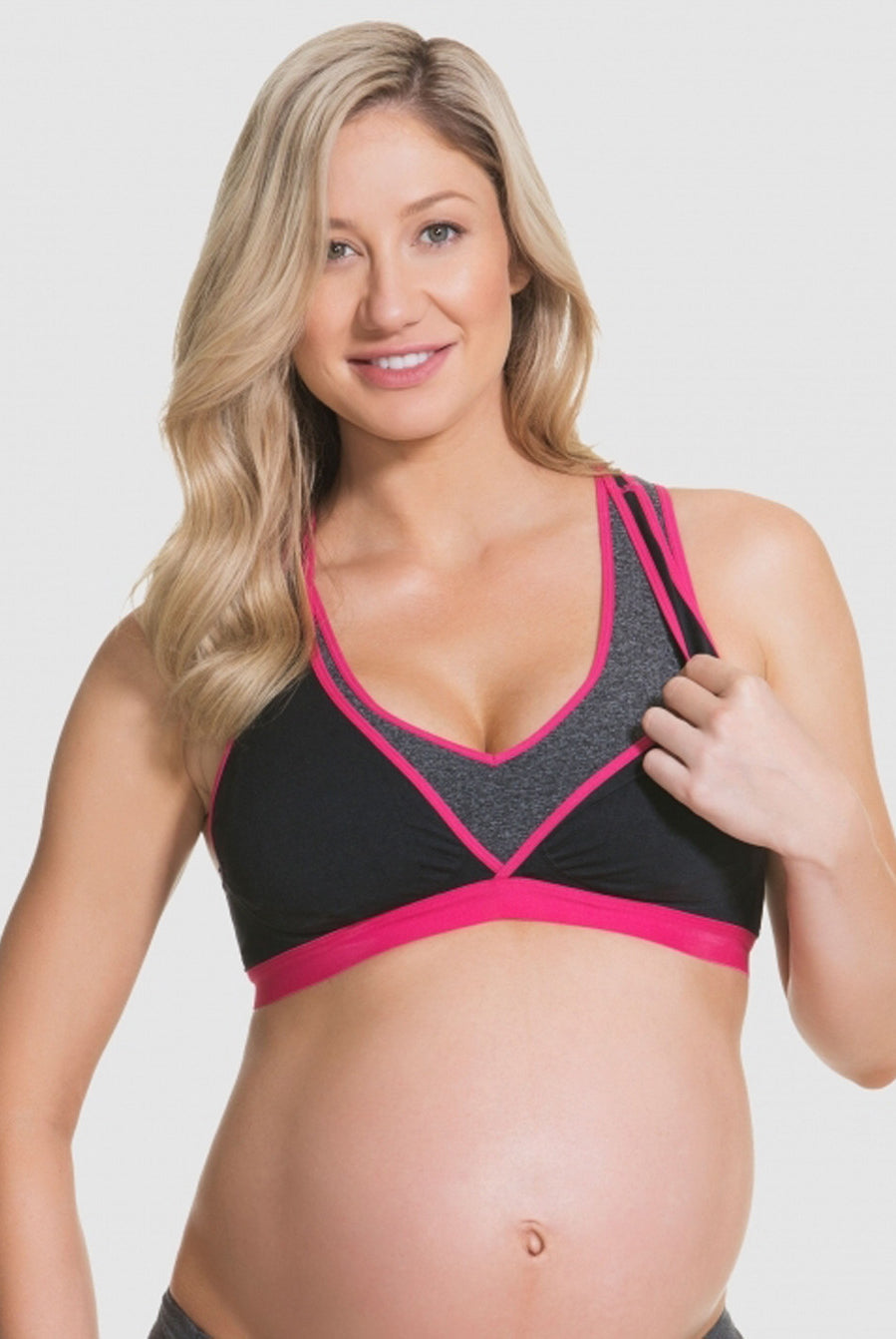 Front view - Cake Maternity Lotus Yoga Hands Free Pumping Bra (Fuchsia) (4568083398750)