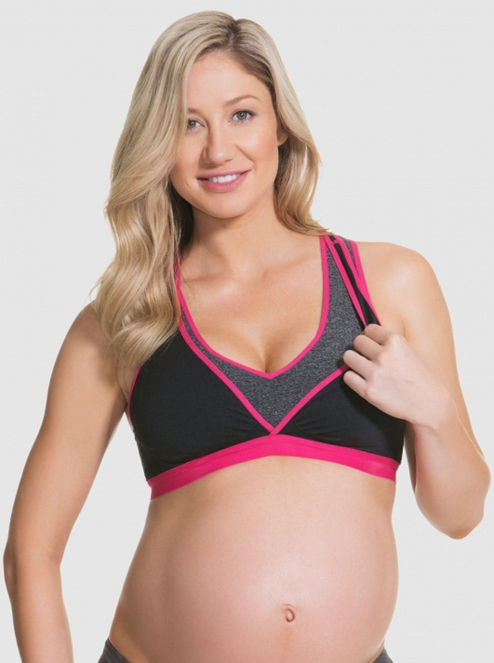 Front view - Cake Maternity Lotus Yoga Hands Free Pumping Bra (Fuchsia) (4568083398750)