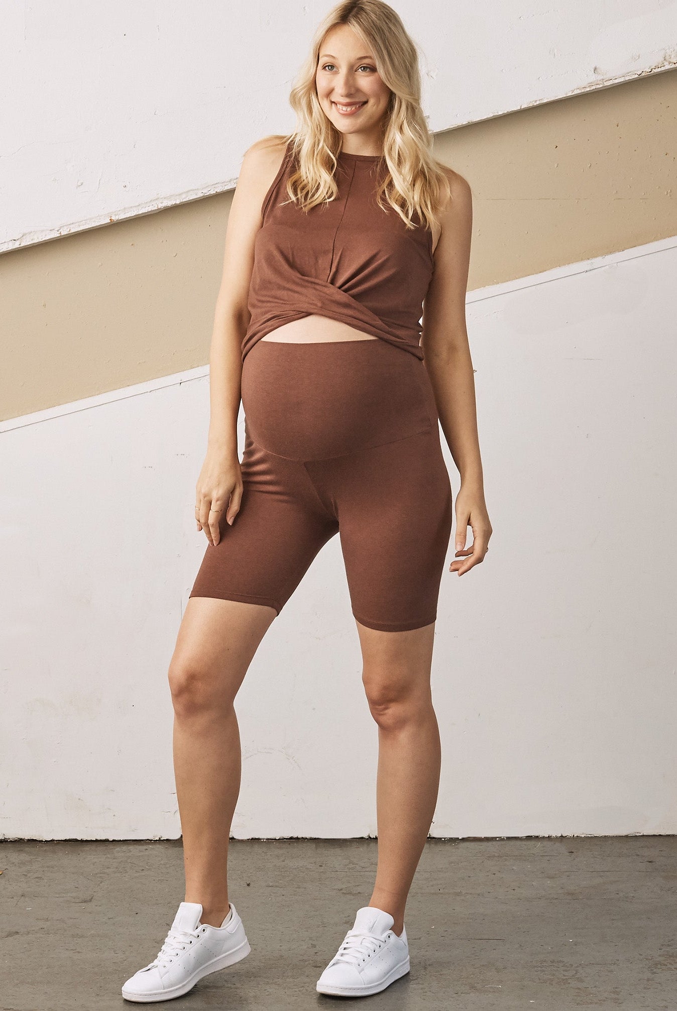 Summer Basic Maternity Crop Bamboo Top (6707299909735)