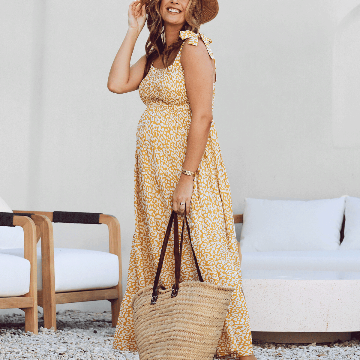 gold dress maternity Luxury Gold Maternity Gown, Pregnant Guest, Baby Shower, Gender Reveal 1XL / Champagne main image 0