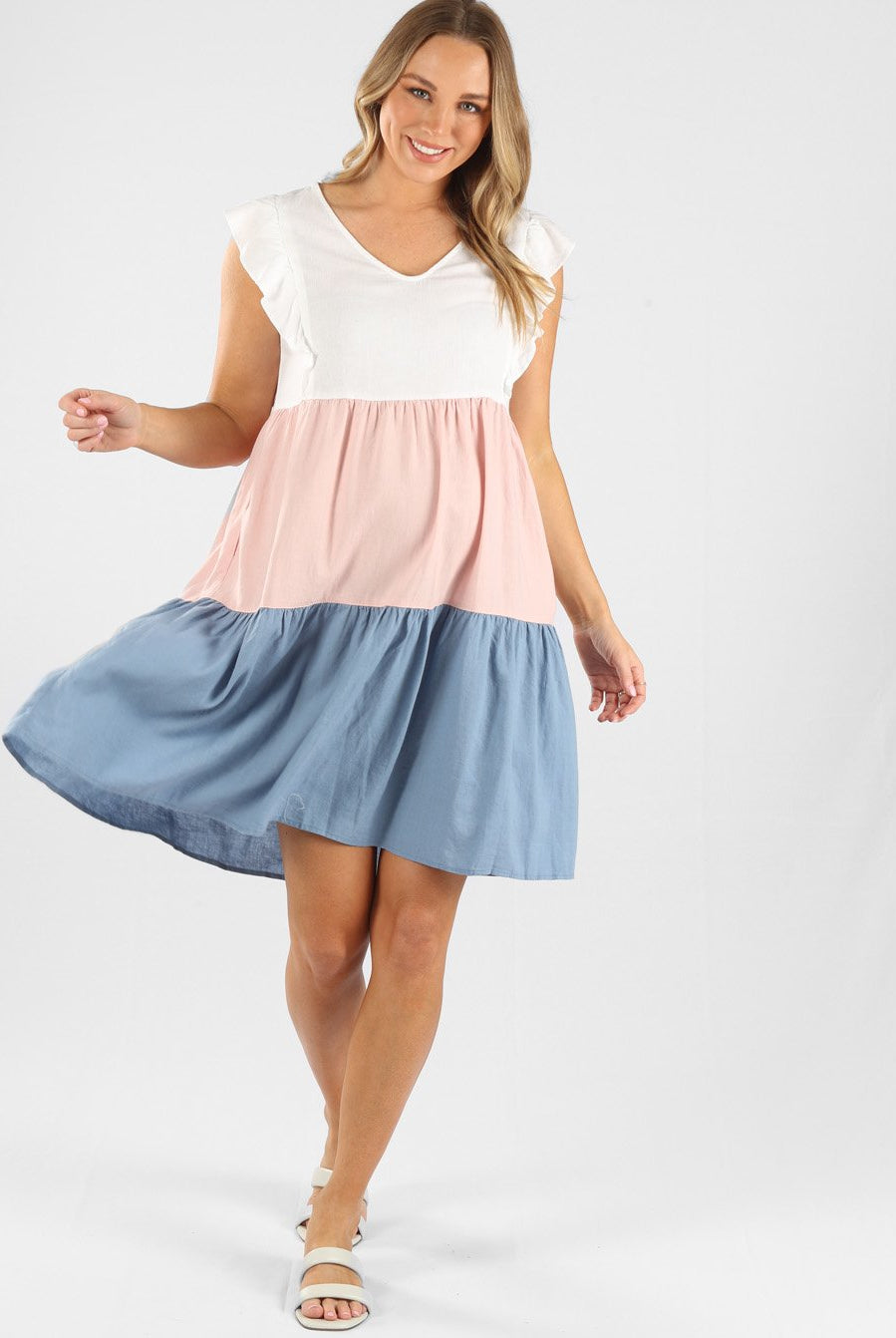 Maternity Linen Dress in Blue - Angel Maternity - Maternity clothes - shop online (6639691923550)