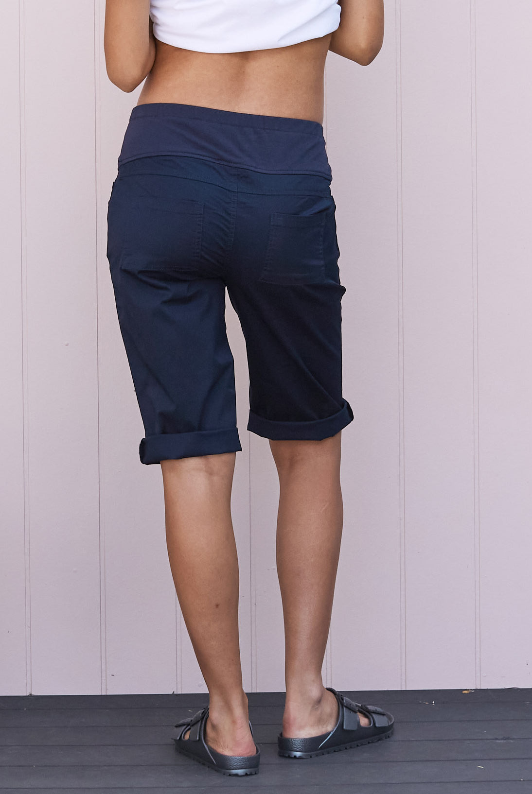 Maternity Knee Length Comfortable Cotton Shorts in Black or Navy - Angel Maternity USA