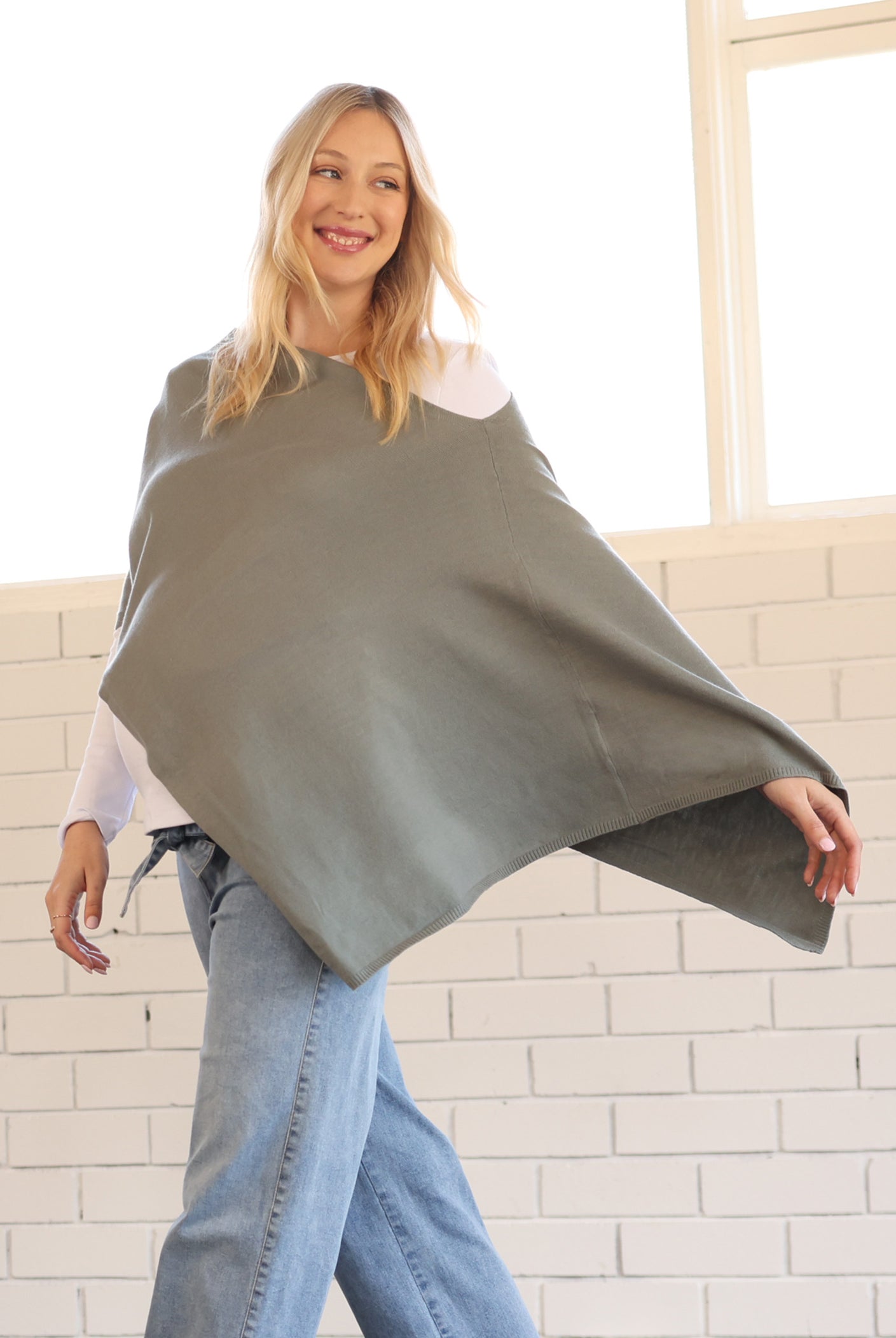 Main view - Moozie Mama Luxury Poncho/Scarf Maternity & Nursing Cover in Sage Green (6723877601374)