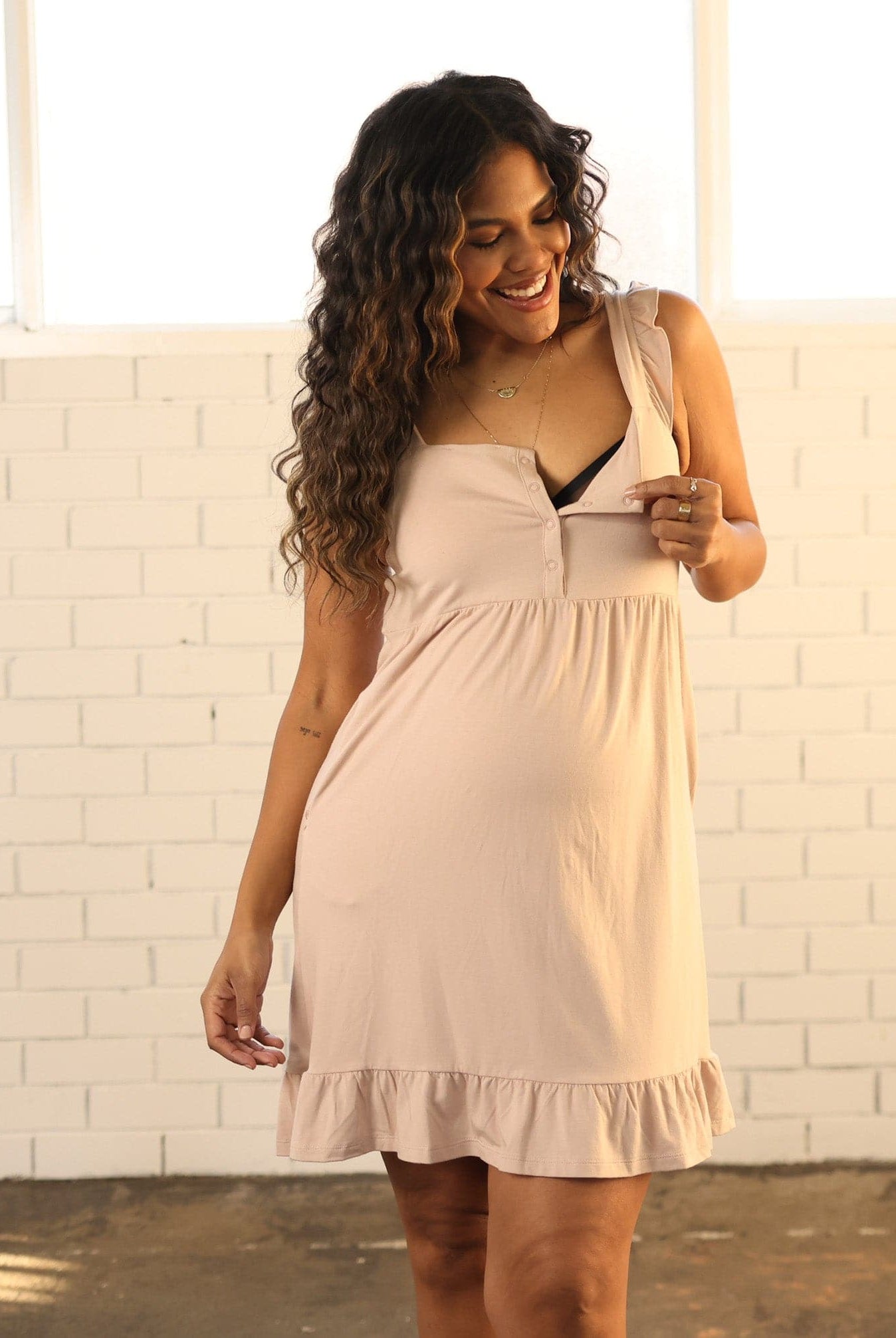 Grace Hospital Birthing Gown/Night Dress with Nursing Access - Pink (6701595983975) (6726374948958)