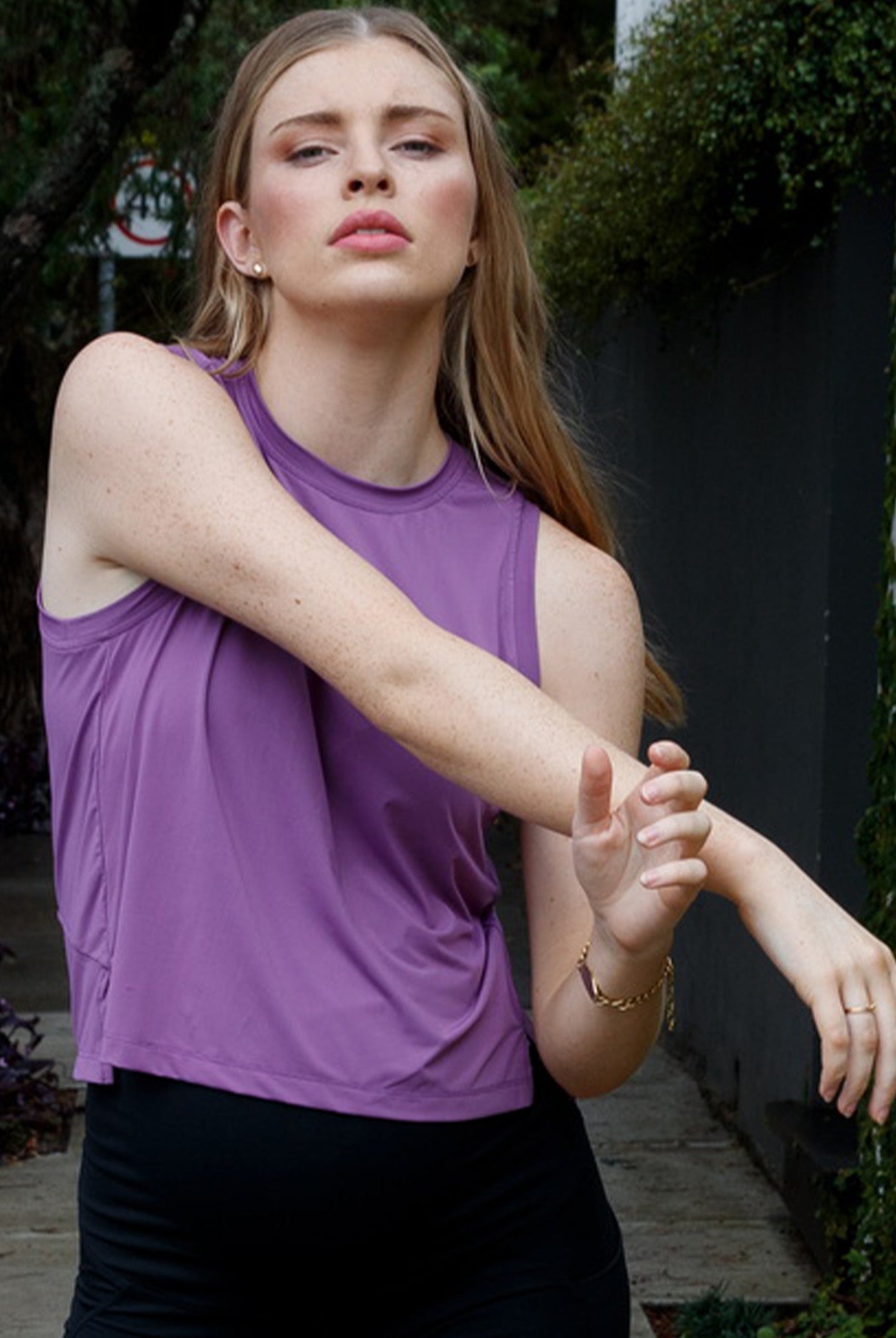 Sports Short Maternity Tank Top in Purple or Black (6677161640030)