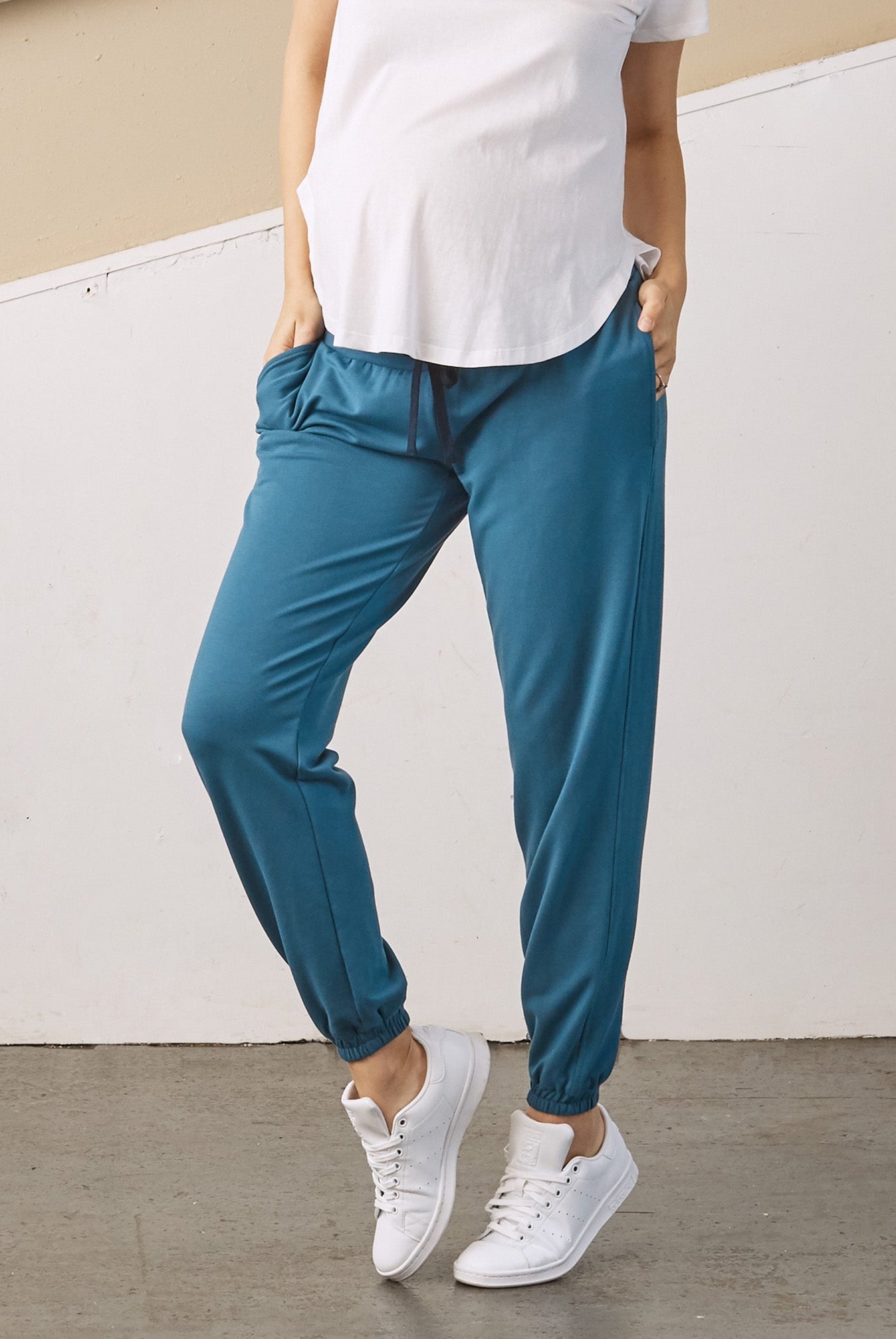 Low Waist Maternity Jogger Pants- Blue (6720385220711)