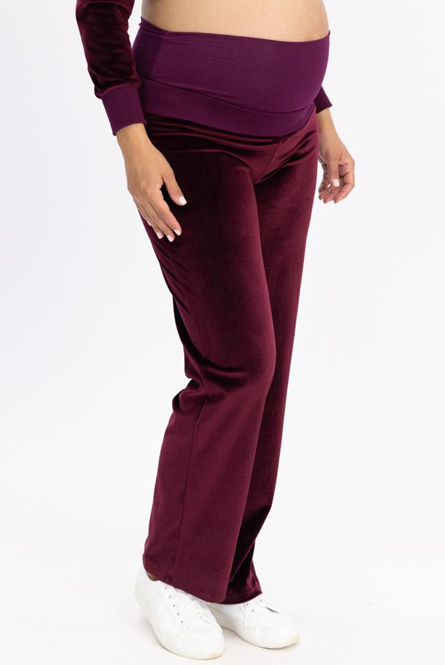 Maternity Velour Lounge Set - Red (6621383983198)